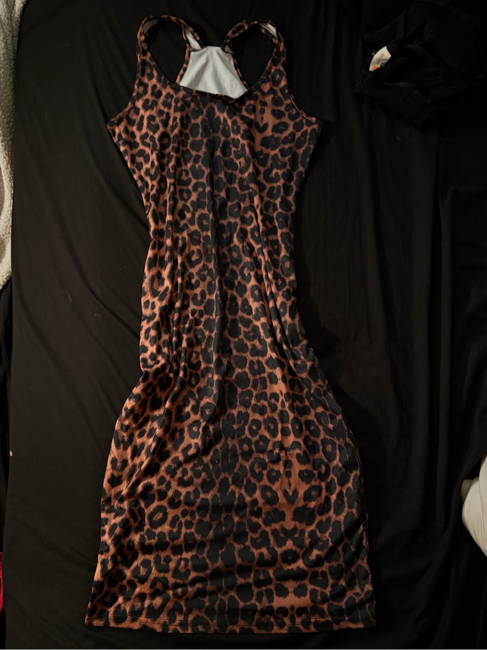 Leopard Print Bodycon Dress - Brown/Black